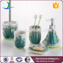 Chinese ceramic peacock green bathroom set